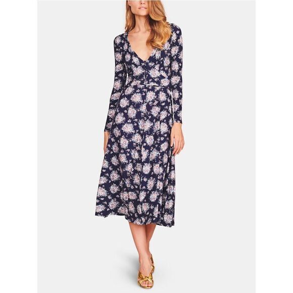 NEW LoveShackFancy Min Maxi‎ Dress, floral on blue, small - Picture 1 of 16
